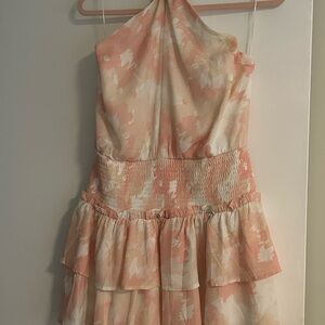 Halter Peach and Cream Mini Dress